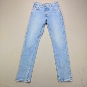 Levi's Big E 501 Skinny Jeans Light Wash High Rise Blue Womens 23x28 29502-0117